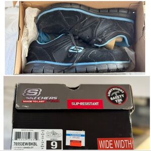 Skechers Women’s Black and Blue Slip-Resistant Shoes